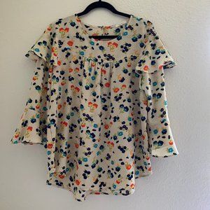 Pleione | Cream floral blouse